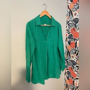 Kelly/spring green linen shirt size L